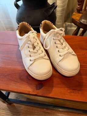 MIA White Sneakers with Leopard Trim